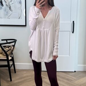 NWT free people oversized Women's White Long Sleeve Top